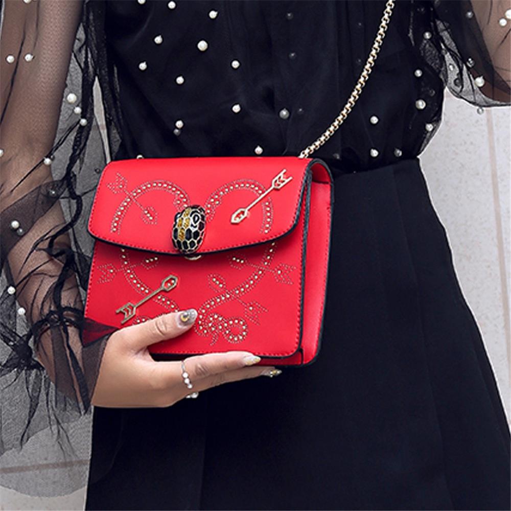 Fashion Tote Satchel Bag PU Leather Bag Messenger Women's Crossbody Bag- Red