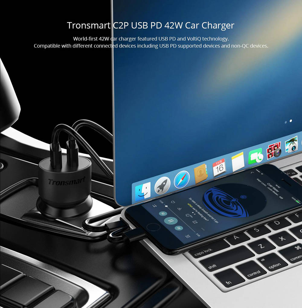 Tronsmart C2P 42W USB C 2 Port Car Charger with Power Delivery for Google PixelPixel XLMacBoo iPad Pro Tronsmart C2P 42W USB C 2 Port Car Charger with Power Delivery for Google PixelPixel XLMacBoo iPad Pro
