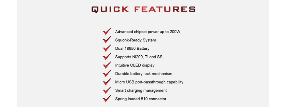 Geekvape Electronic Smoke Cigarette Gbox Squonk 200W Mod Kit with Radar RDA Atomizer - Black+Red