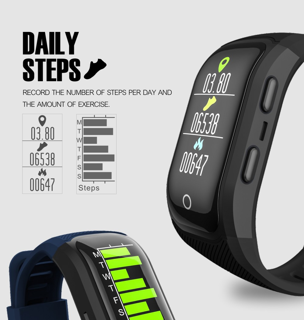 [Spain Stock]Makibes G03 Plus Smart Bracelet Built-in GPS Color Screen Dynamic Heart Rate Monitor IP68 Water Resistant Bluetooth Compatible With IOS Android - Black