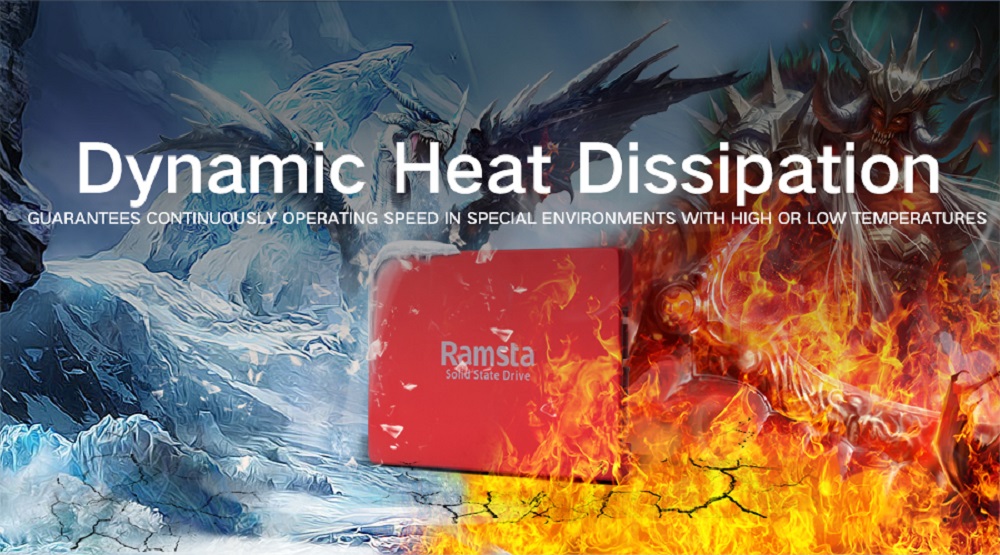 Ramsta S600 480GB SATA3 High Speed SSD Solid State Drive Hard Disk 2.5 Inch - Red