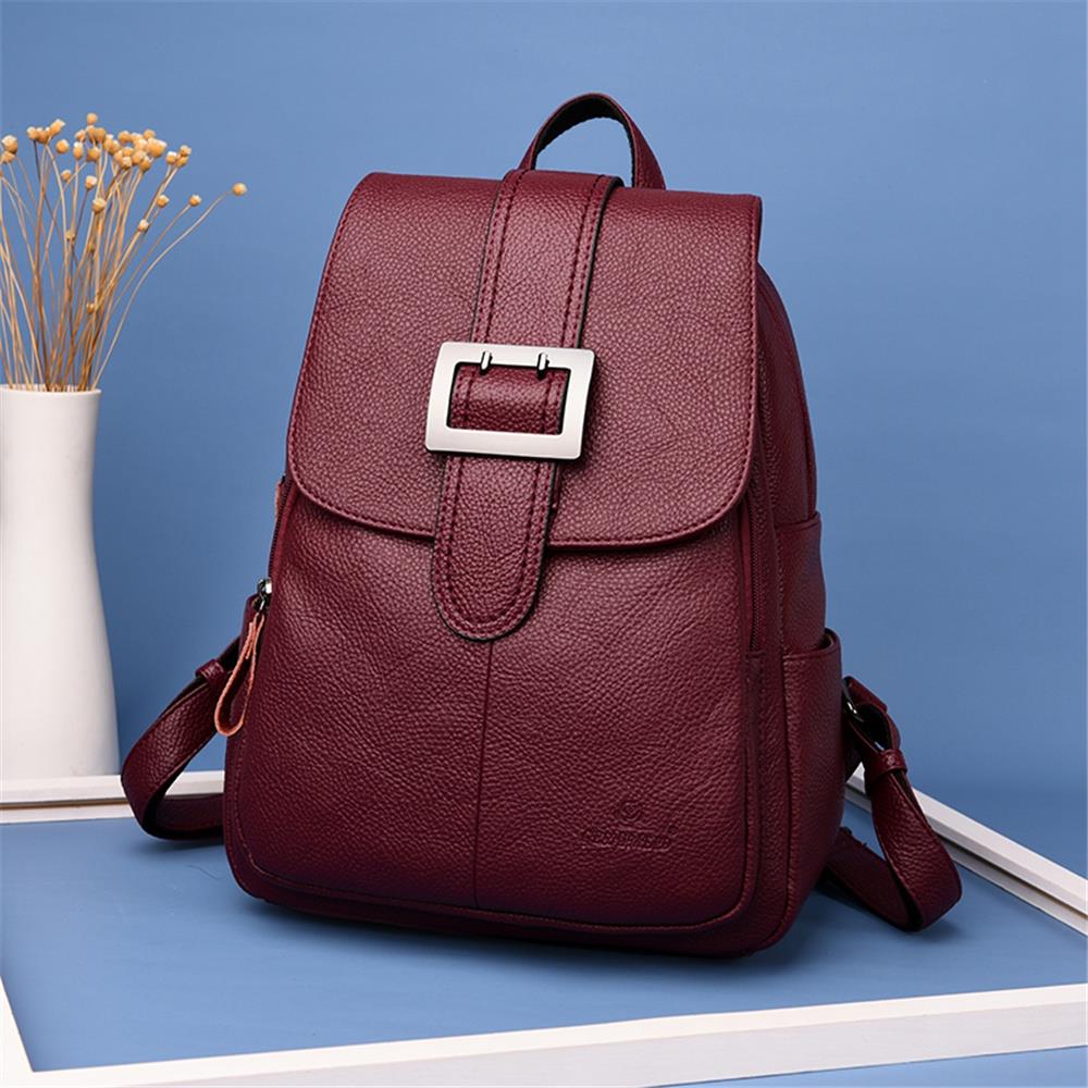 K205 Women's Fashion Backpack Tote Purse Satchel Bag PU Leather Handbags - Black