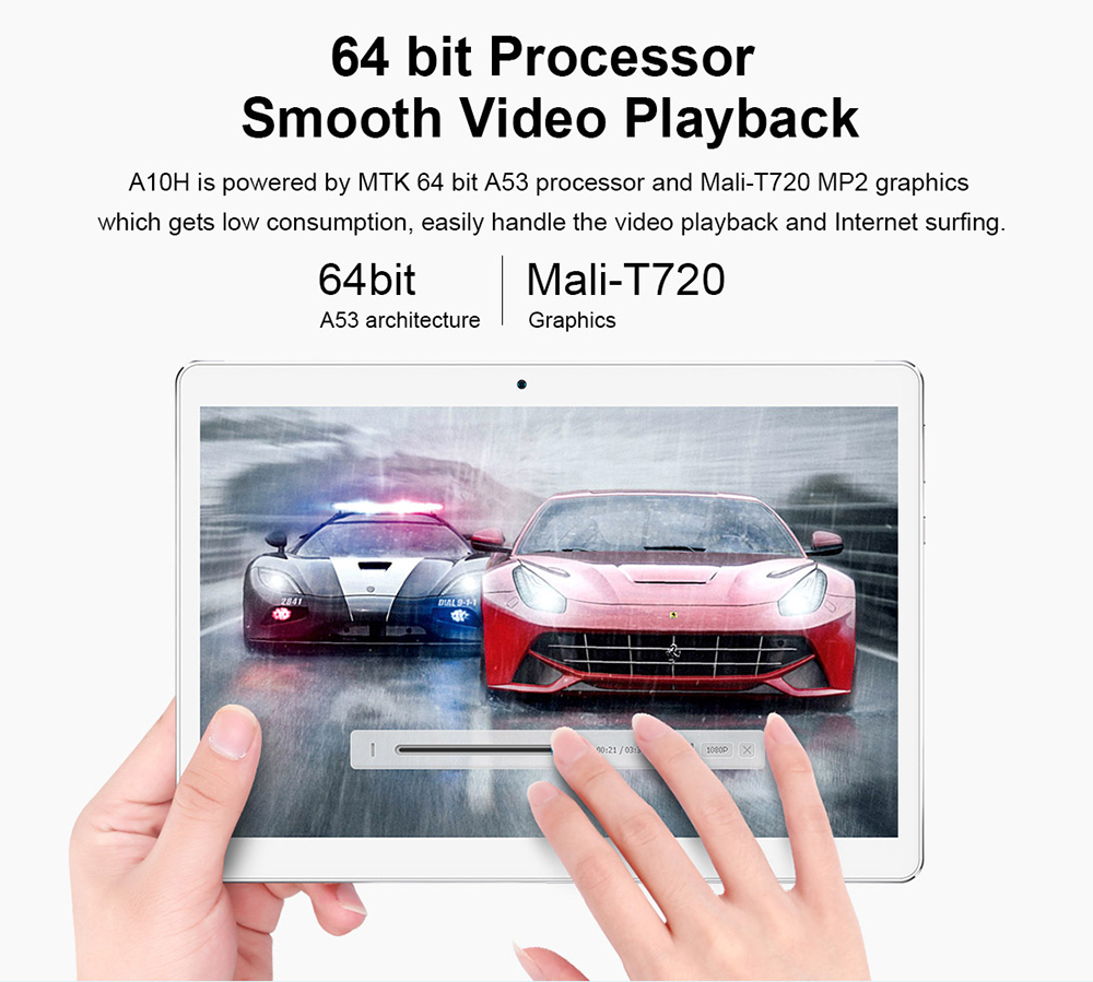 Teclast A10H Tablet PC MT8163 Quad Core 10.1" IPS 1280*800 2GB RAM 16GB ROM Built-in GPS Android 7.0 - White+Silver