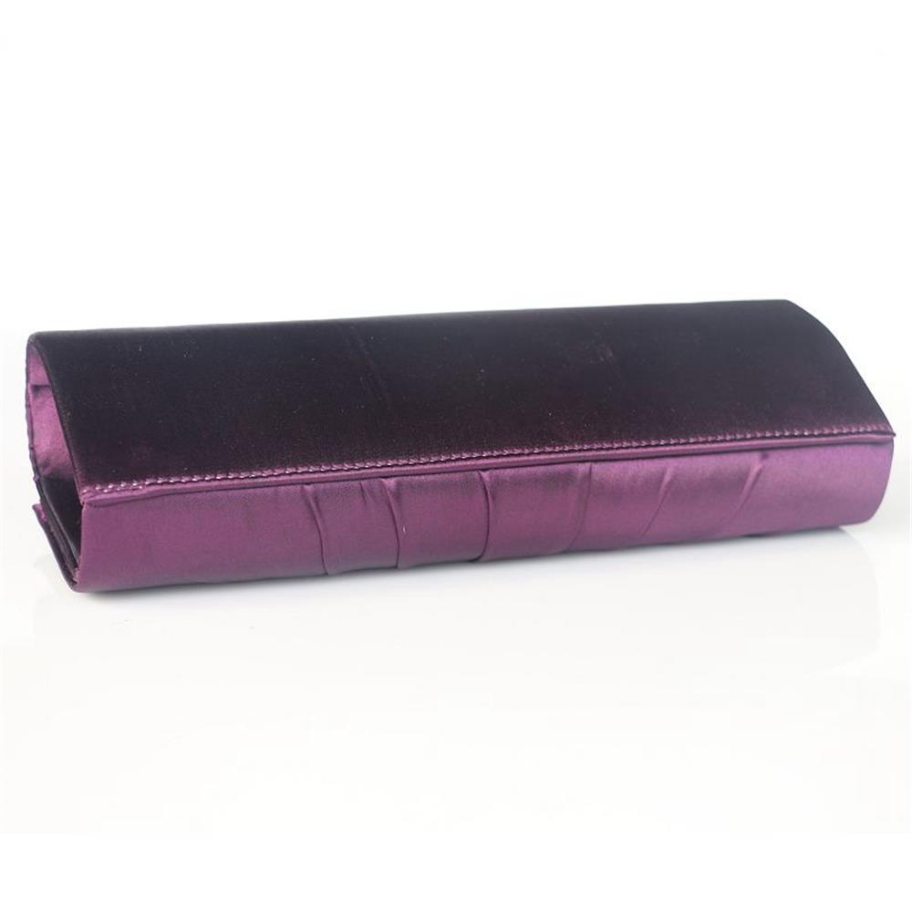 Plisse Pleated Satin Hard Clutch Bag Dp-Purple