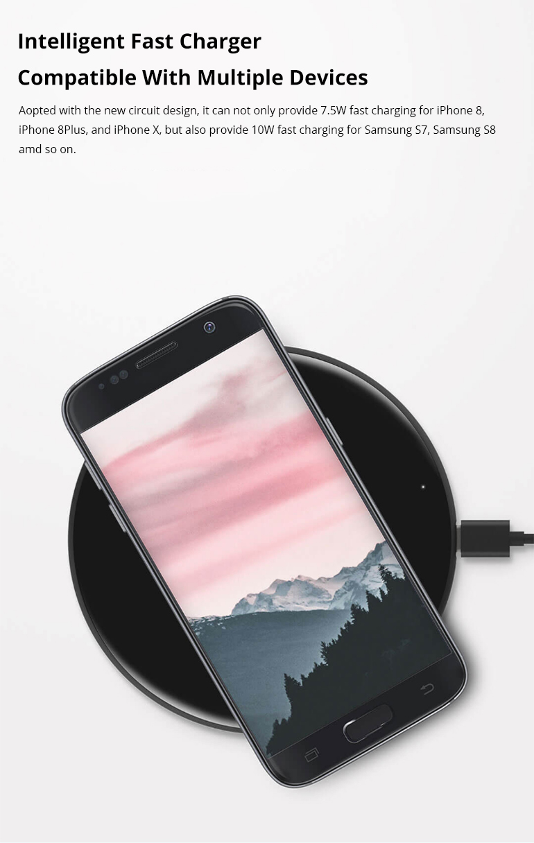 Xiaomi Mijia ZMI Wireless Charger Multi-protocol Fast Charge Smart Identification Aluminum Alloy Shell - Black