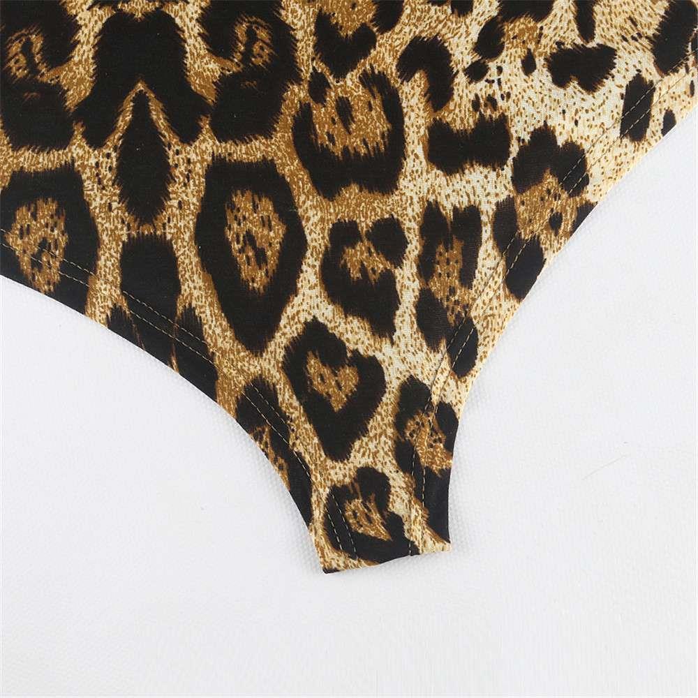 Women Sexy Fashion Top Leopard Print Lures Shapewear Gathered Dress Size L - Yellow