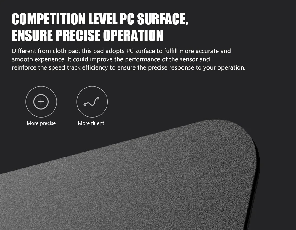 Xiaomi MIIIW E-sports Mouse Pad Competitive Level PC Surface Suction Cup Rubber Bottom Stable And Non-slip Semi-rigid Substrate 2.35MM Thickness - Black