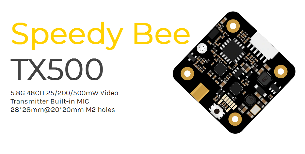 SpeedyBee TX500 5.8G 48CH 25/200/500mW Switchable Video Transmitter Built-in MIC for FPV Racing Drone