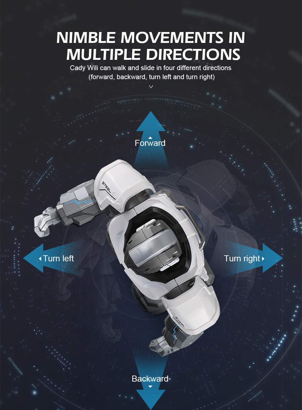 JJRC R5 CADY WILI RC Robot Programmable Dancing Smart Watch Follow Gesture Sensor Kids Toys - White