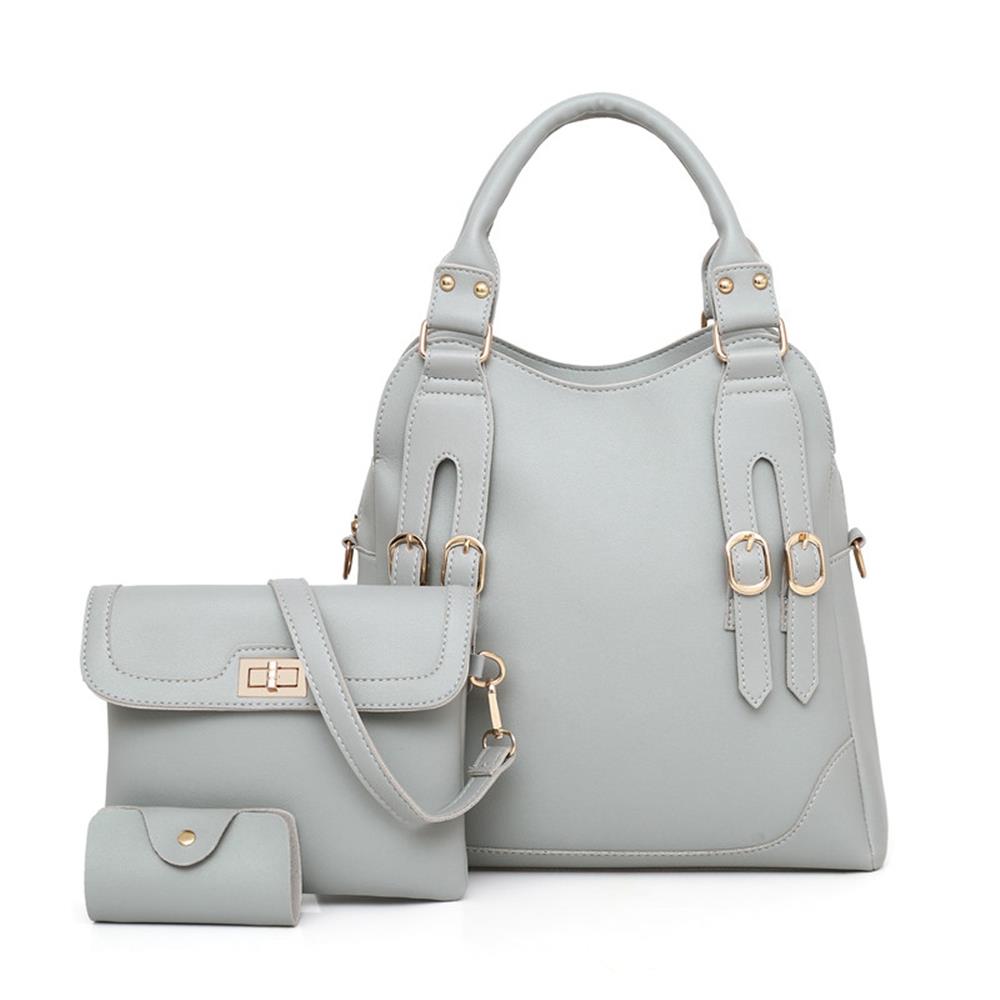 Fashion Tote Purse Bag PU Leather Women Handbags Gray