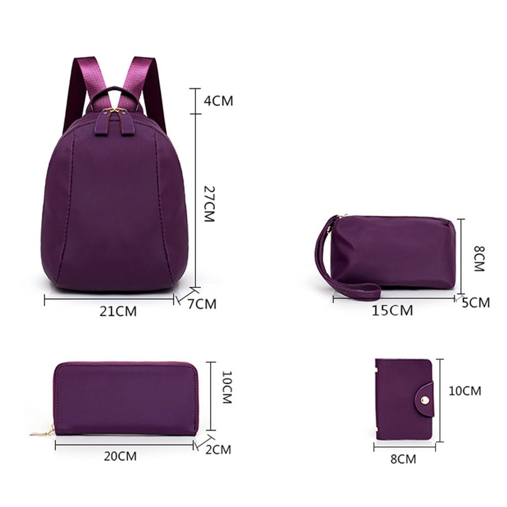 5pcs/Set Women Bags Large Capacity  PU Leather Shoulder Handbag  Backpack Bag Female Totes Purse-Purple