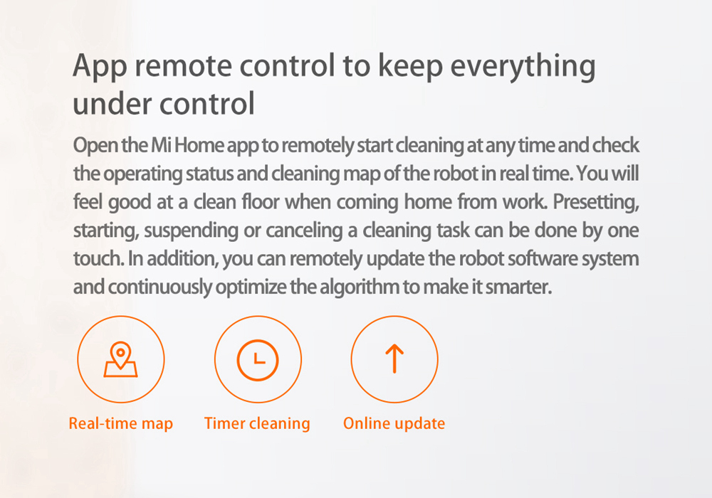 [HK Stock][International Version]Xiaomi Roborock Xiaowa E20 Vacuum Cleaner 2600mA Battery 1800Pa Suction 640ml Large Dust Box Autonomous Planning Edition Works With Amazon Alexa - White