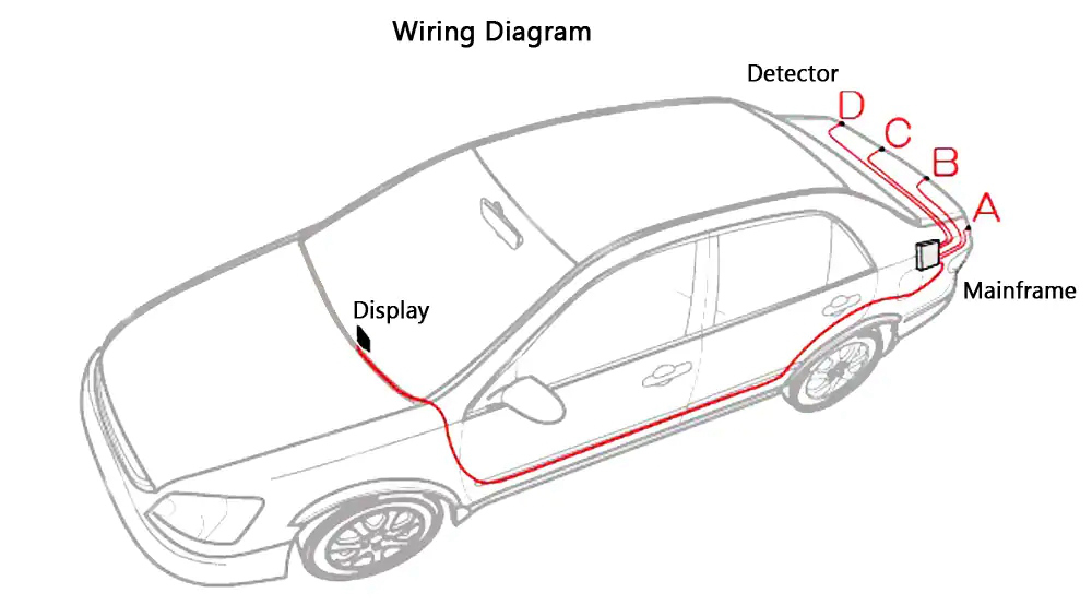 4 Parking Sensors Car Reversing Radar Kit Radar Alarm System Double CPU And Advanced Chip LED Lights Anti-freeze Rainproof - Black