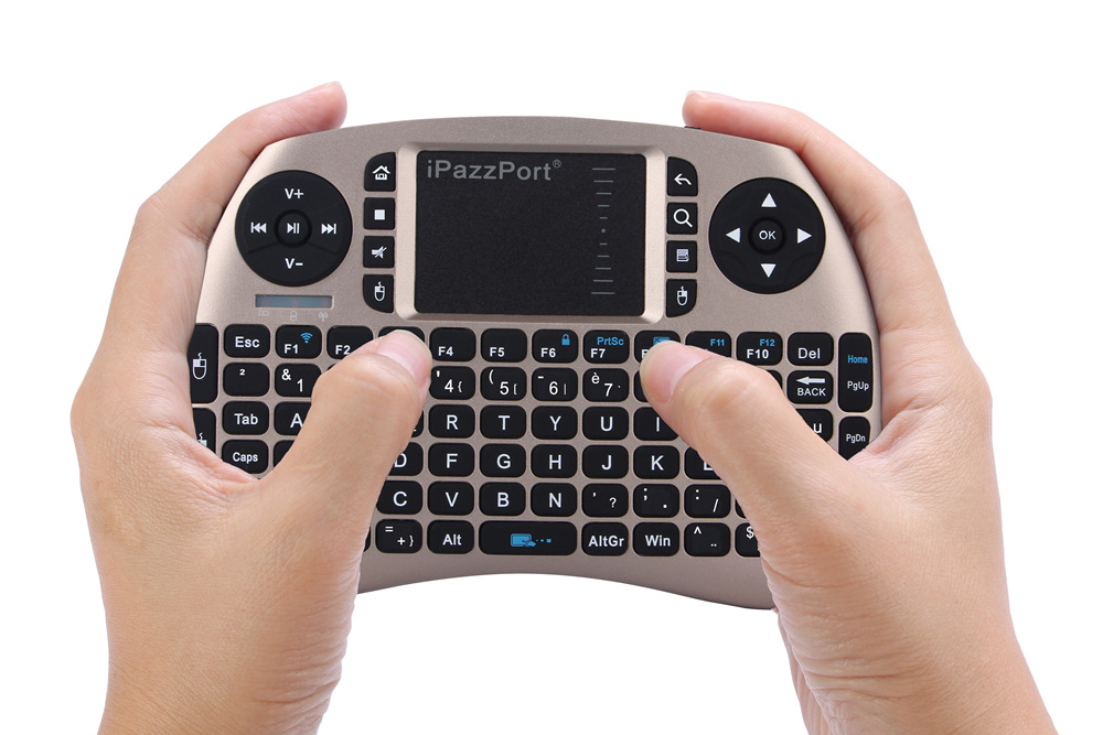 iPazzPort KP-810-21SD Mini Wireless Keyboard with Touchpad Mouse for Windows Android MacOS French version - Luxury Gold