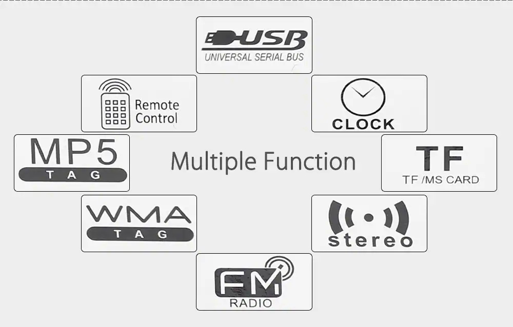 7020G 7 Inch Digital TFT Touch Screen Car Audio Stereo 1080P MP5 Player GPS System Auto Video Remote Control FM Function - Black