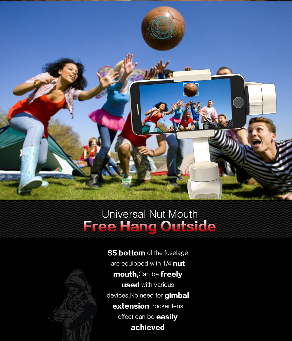 S5 3-Axis Brushless Handheld Gimbal Stabilizer for Smartphone - Black