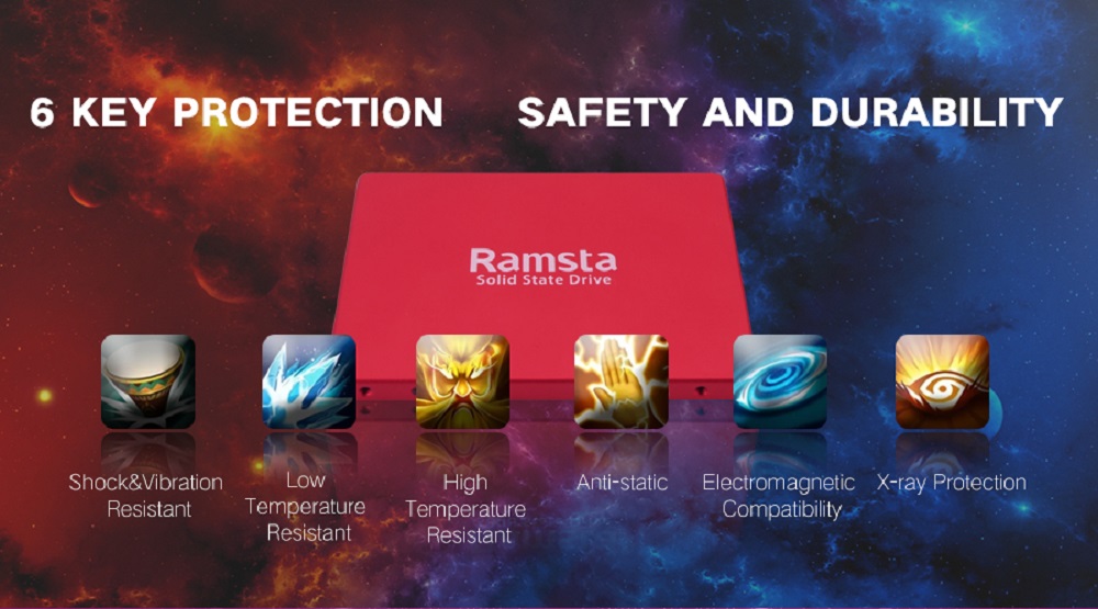 Ramsta S600 120GB SATA3 High Speed SSD Solid State Drive Hard Disk 2.5 Inch - Red