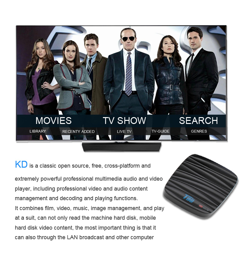 T98 Android 8.1 RK3328 4GB/32GB 4K TV BOX KODI 17.6 WIFI LAN HDMI VP9 H.265 USB3.0
