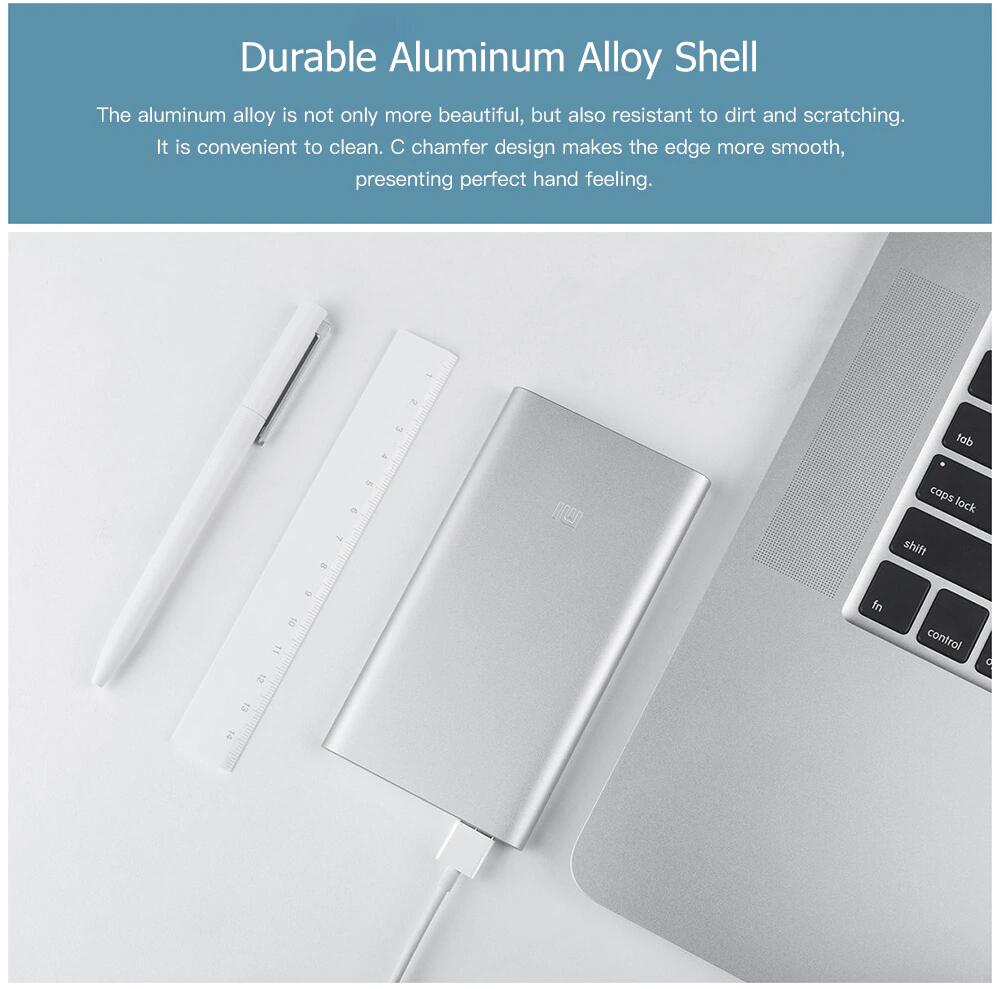 Xiaomi Power Bank 2 5000mAh Lithium Polymer Battery Aluminum Alloy Metal Casing Lightweight and Portable - Silver