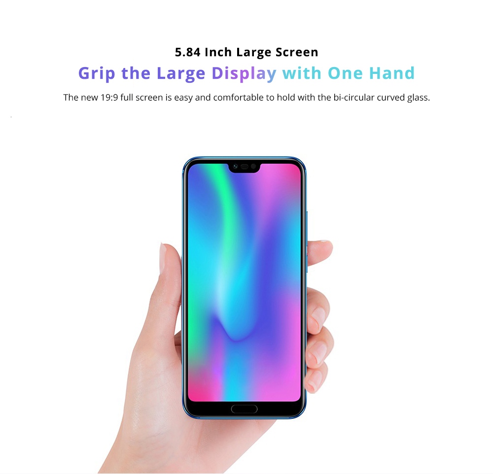 HUAWEI Honor 10 5.84 Inch Smartphone Kirin 970 6GB 64GB 16.0MP+24.0MP Dual Rear Cameras Android 8.1 FHD+ Screen OTG Touch ID Type-C - Black