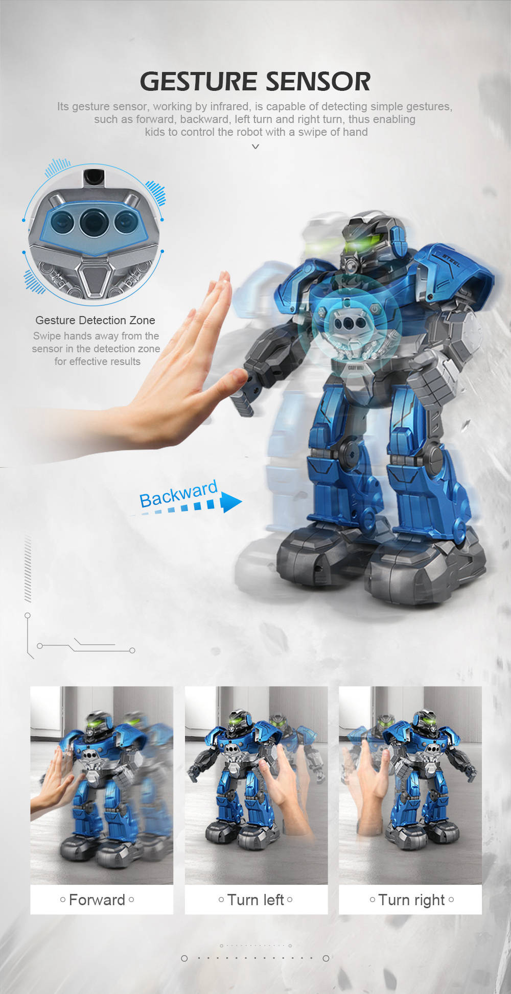 JJRC R5 CADY WILI RC Robot Programmable Dancing Smart Watch Follow Gesture Sensor Kids Toys - White