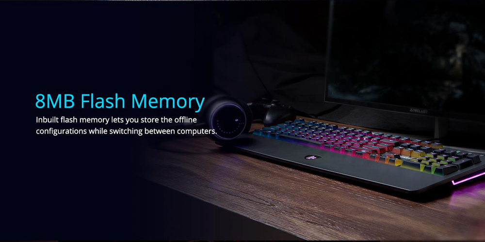 Tronsmart TK09R RGB Mechanical Gaming Keyboard with RGB Backlit, Macro, Blue Switches for Gamers - US Layout