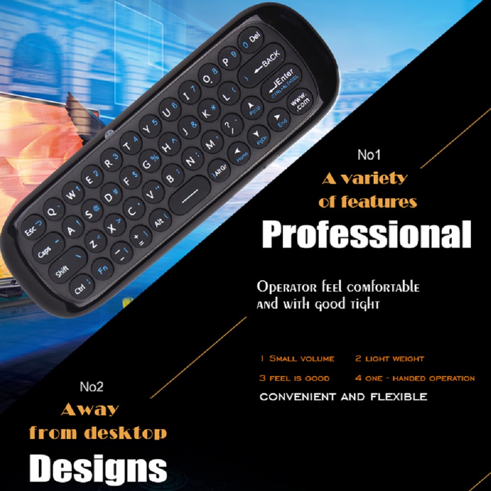 Wechip W1 2.4G Air Mouse&Wireless Keyboard English Support Mac OS/Windows/Android/Linux - Black