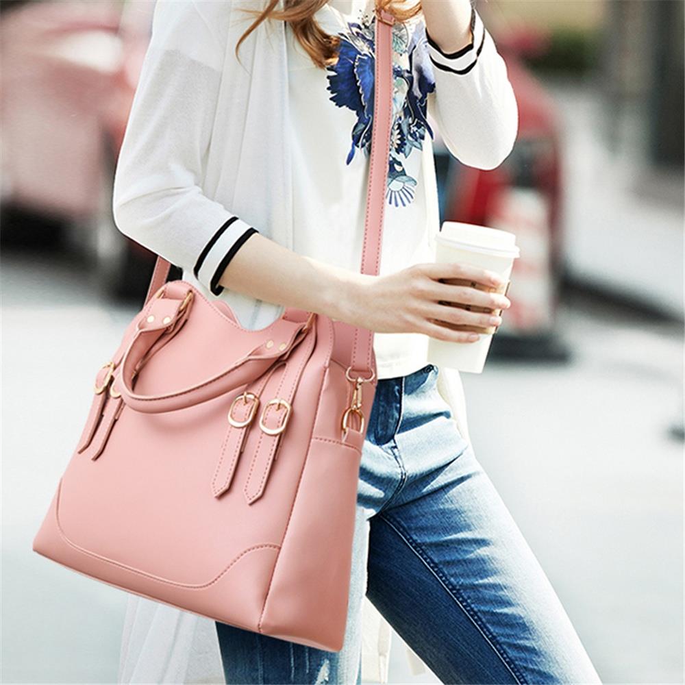 Fashion Toet Purse Satchel Bag PU Leather Women's Handbags - Gray