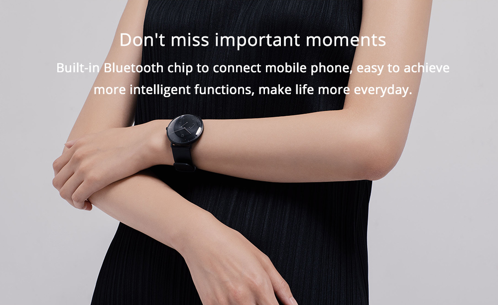Xiaomi Mijia Quartz Smartwatch 3ATM Water Resistant Pedometer Stainless Steel Case Intelligent Vibration - Black