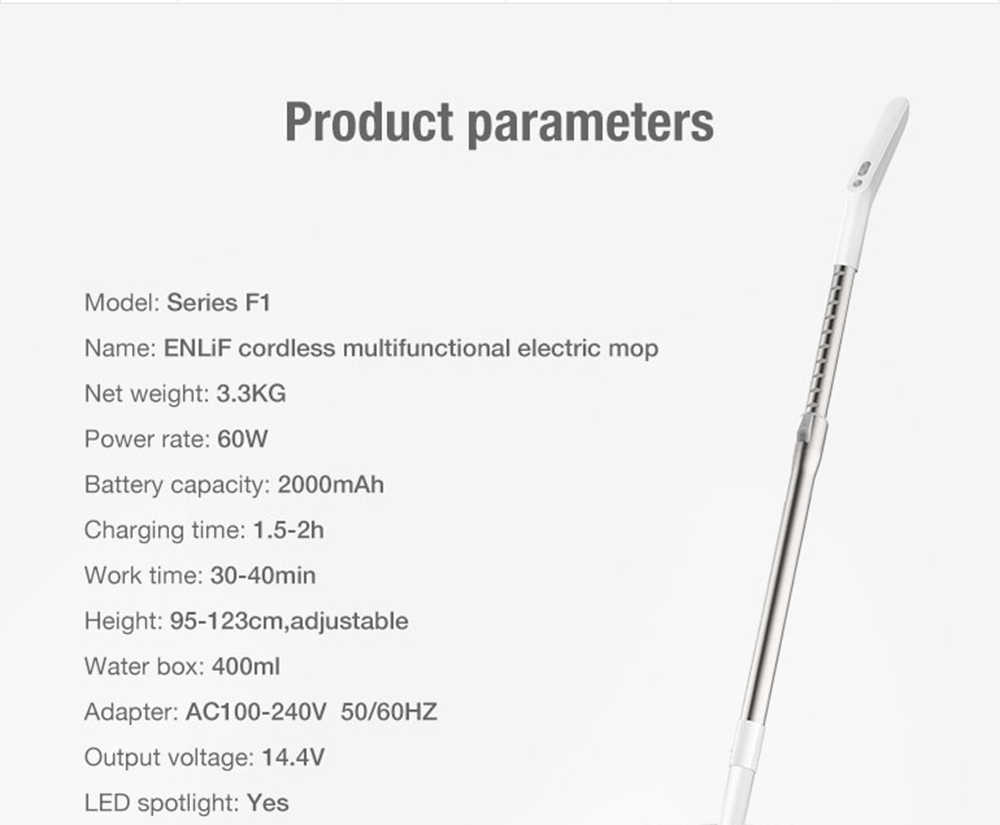 ENLif Cordless Smart Floor Cleaning Robot Wet and Dry Sweeping Robot- White