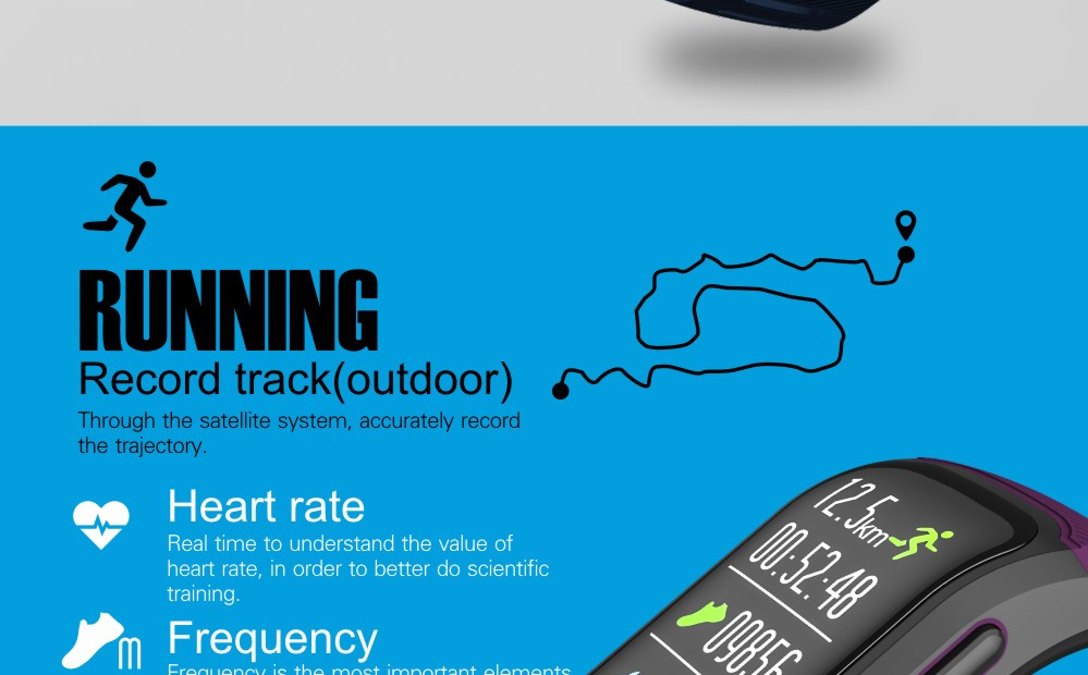 Makibes G03 Plus Smart Bracelet Built-in GPS Color Screen Dynamic Heart Rate Monitor IP68 Water Resistant Bluetooth Compatible With IOS Android - Blue