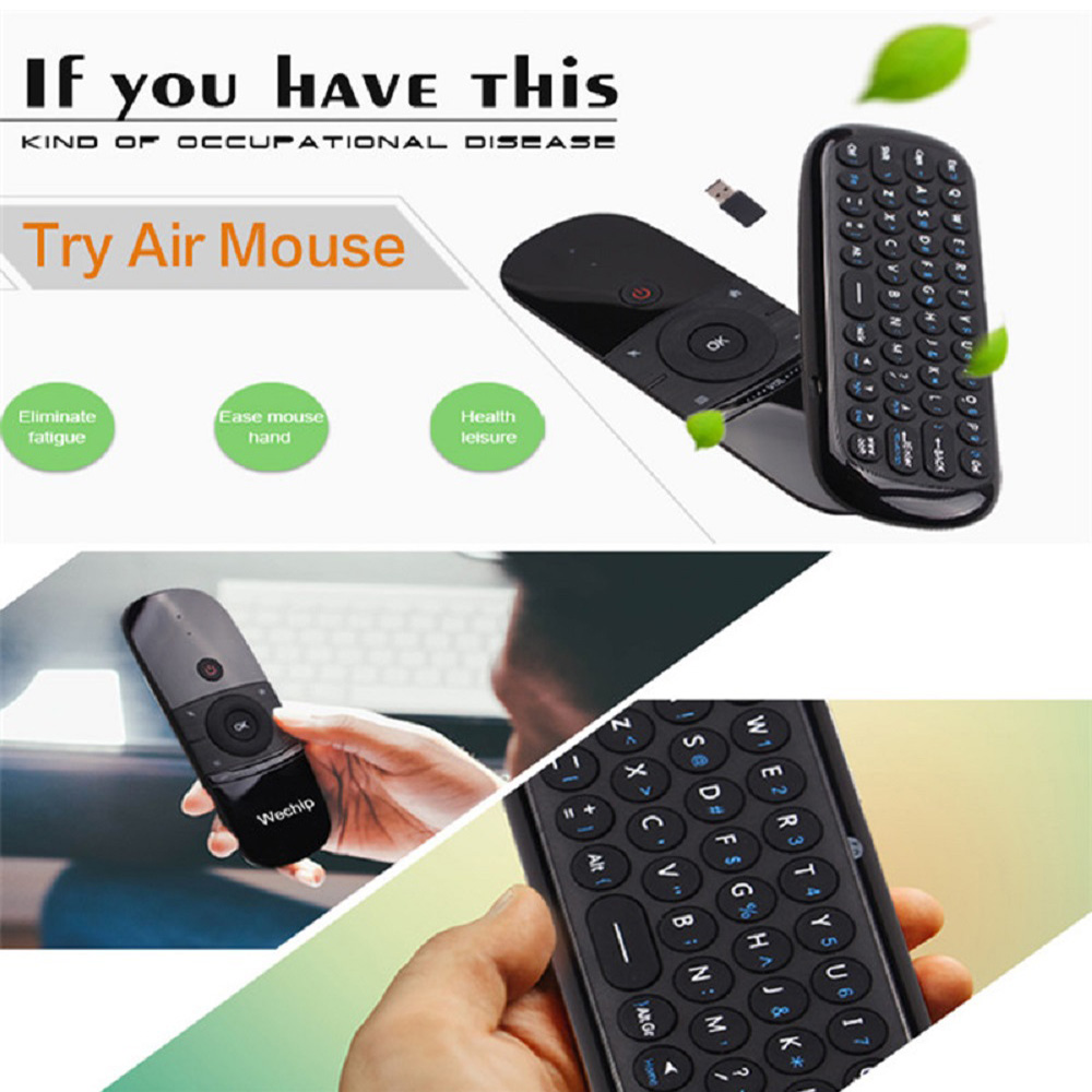 Wechip W1 2.4G Air Mouse&Wireless Keyboard English Support Mac OS/Windows/Android/Linux - Black