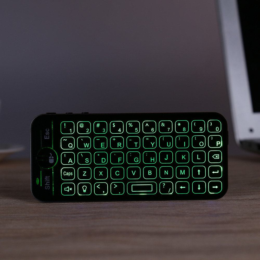 Ipazzport KP-810-16T-RGB 2.4G Mini Wireless Keyboard with Touchpad Support Windows/Mac OS/Android/iOS - Black