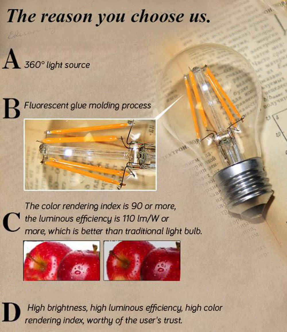 T10 2W E27 LED Light Bulb 2300K Warm Light Coffee Bar Restaurant Decoration Retro Design