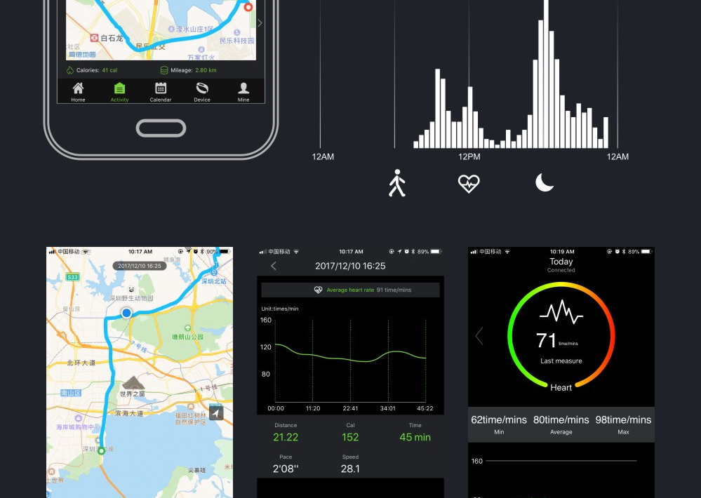 [Spain Stock]Makibes G03 Plus Smart Bracelet Built-in GPS Color Screen Dynamic Heart Rate Monitor IP68 Water Resistant Bluetooth Compatible With IOS Android - Black