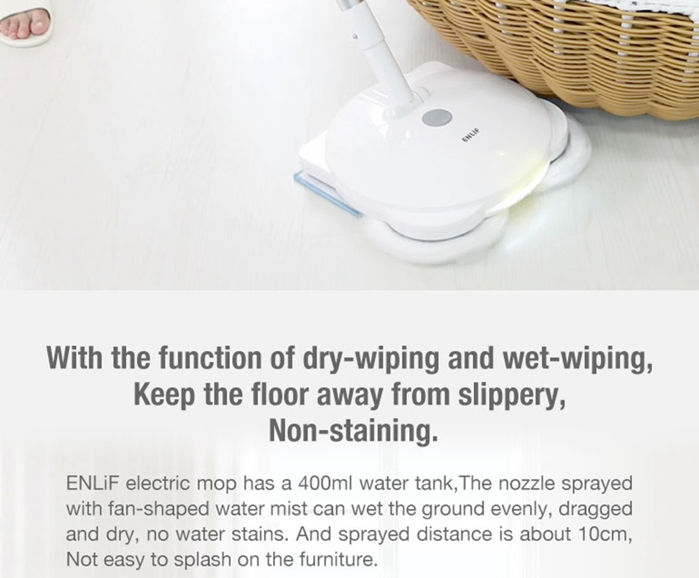 ENLif Cordless Smart Floor Cleaning Robot Wet and Dry Sweeping Robot- White