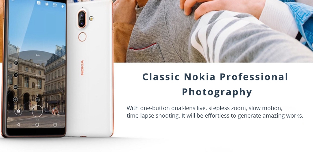 Nokia 7 Plus 6.0 Inch 4G LTE Smartphone Snapdragon 660 Octa Core 4GB 64GB 12MP+13MP Dual Rear Cameras Android Oreo Touch ID - Black