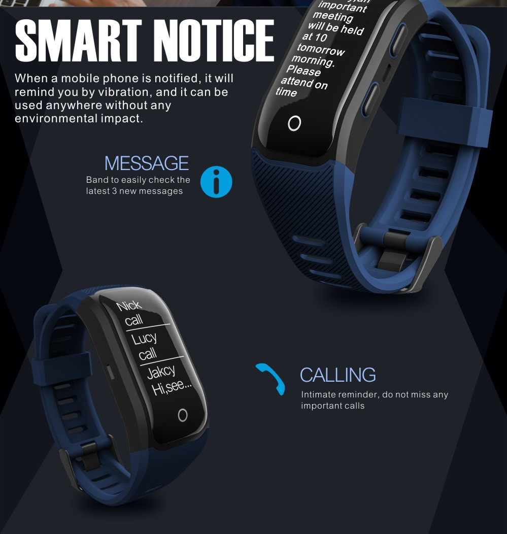 [Spain Stock]Makibes G03 Plus Smart Bracelet Built-in GPS Color Screen Dynamic Heart Rate Monitor IP68 Water Resistant Bluetooth Compatible With IOS Android - Black