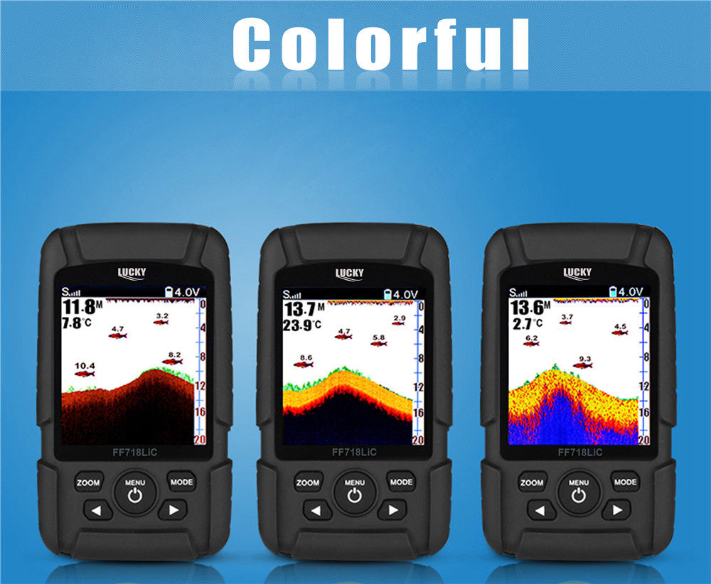 LUCKY FF718LiC-T Portable Underwater Wired Sonar Sensor Fish Finder 2.8 Inch HD LCD Visual Screen Intelligent Alarm Function With Anti-clutter System - Black