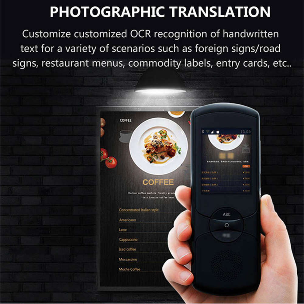 Iflytek WIFI+4G 33 Languages Intelligent Voice Translator Portable Touch Screen Two-Way Artificial with SOS - Black