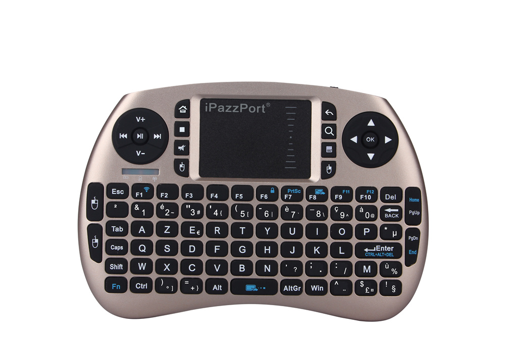 iPazzPort KP-810-21SD Mini Wireless Keyboard with Touchpad Mouse for Windows Android MacOS French version - Luxury Gold