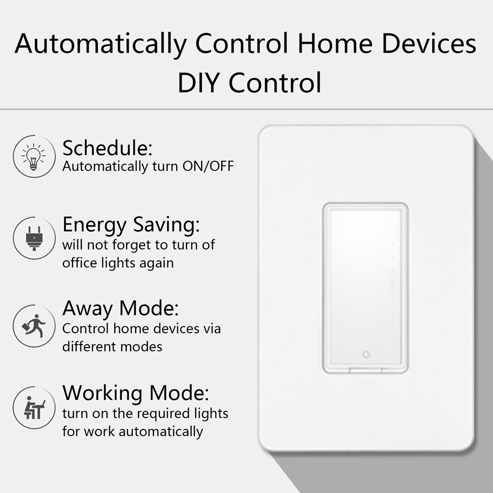 Geekbes MJ-S01 WiFi Smart Switch Remote Control and Scheduled on/off Works with Amazon Alexa and Google Assistant - White/US Plug