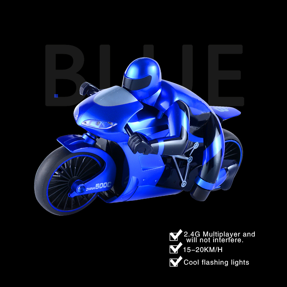 CSRC-22 2.4G 1:16 Drift RC Motorcycle with LED Light RTR - Blue