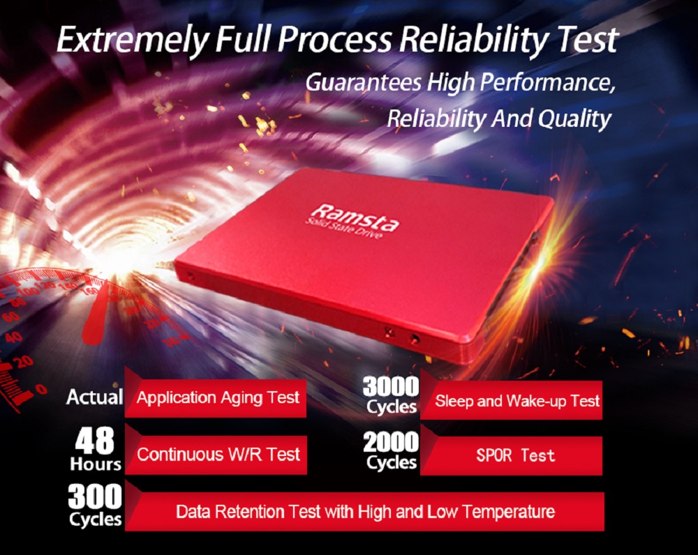 Ramsta S800 480GB SATA3 High Speed SSD Solid State Drive Hard Disk 2.5 Inch - Red