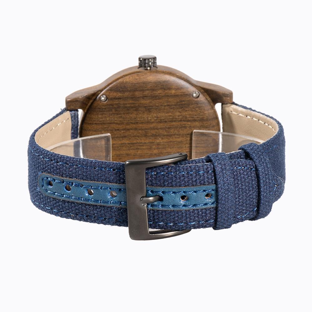 BEWELL Ebony Vintage Quartz Watch Leather Band Dial Plate Wristwatch Men - Blue