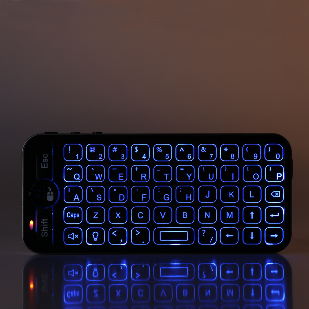 Ipazzport KP-810-16T-RGB 2.4G Mini Wireless Keyboard with Touchpad Support Windows/Mac OS/Android/iOS - Black