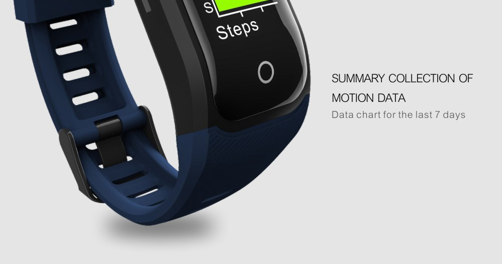 Makibes G03 Plus Smart Bracelet Built-in GPS Color Screen Dynamic Heart Rate Monitor IP68 Water Resistant Bluetooth Compatible With IOS Android - Blue