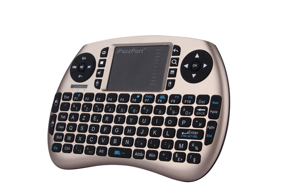 iPazzPort KP-810-21SD Mini Wireless Keyboard with Touchpad Mouse for Windows Android MacOS French version - Luxury Gold