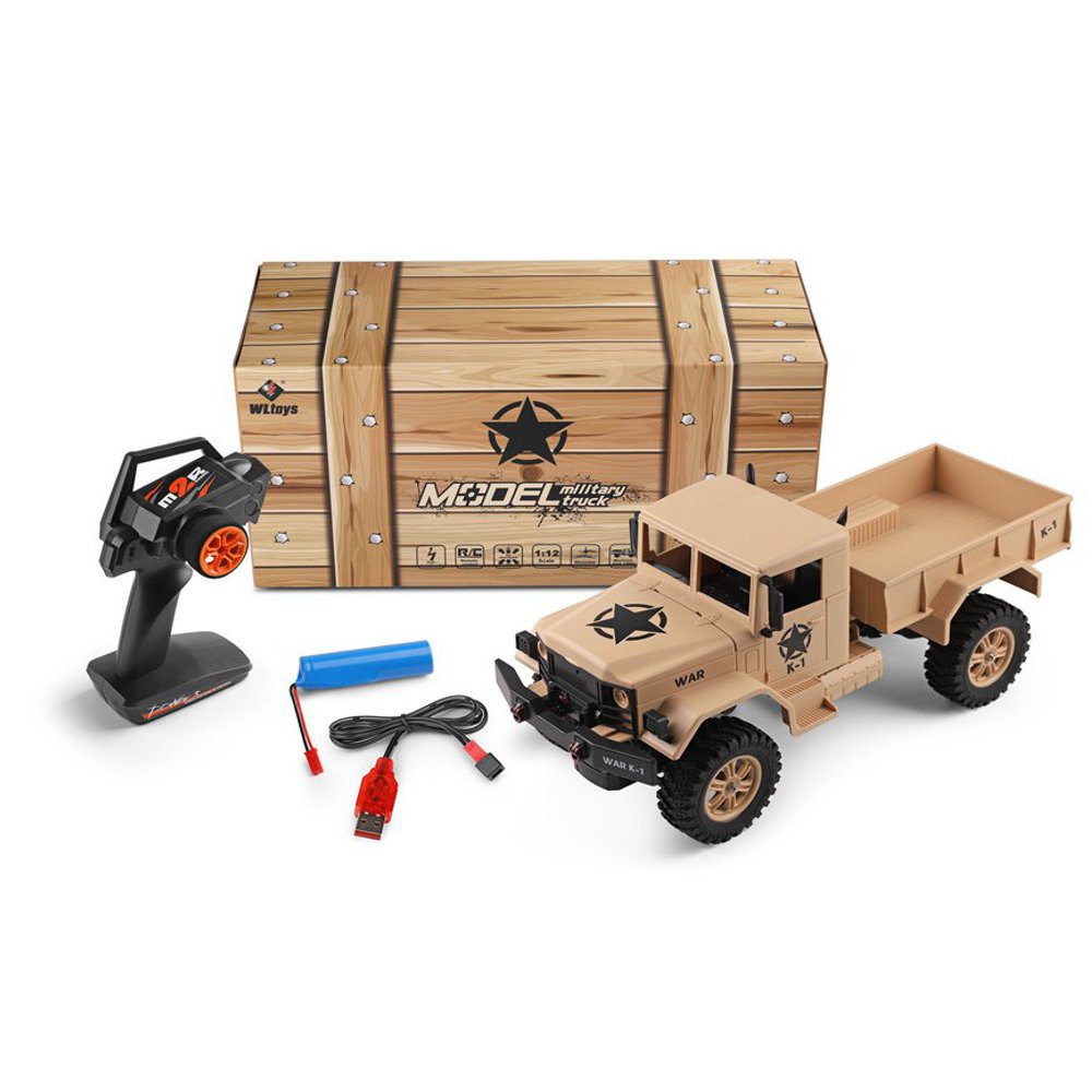Wltoys 124301 2.4G 1:12 4WD 390 Bruhed Off-road RC Car 4.5kg Load Military Truck RTR - Khaki