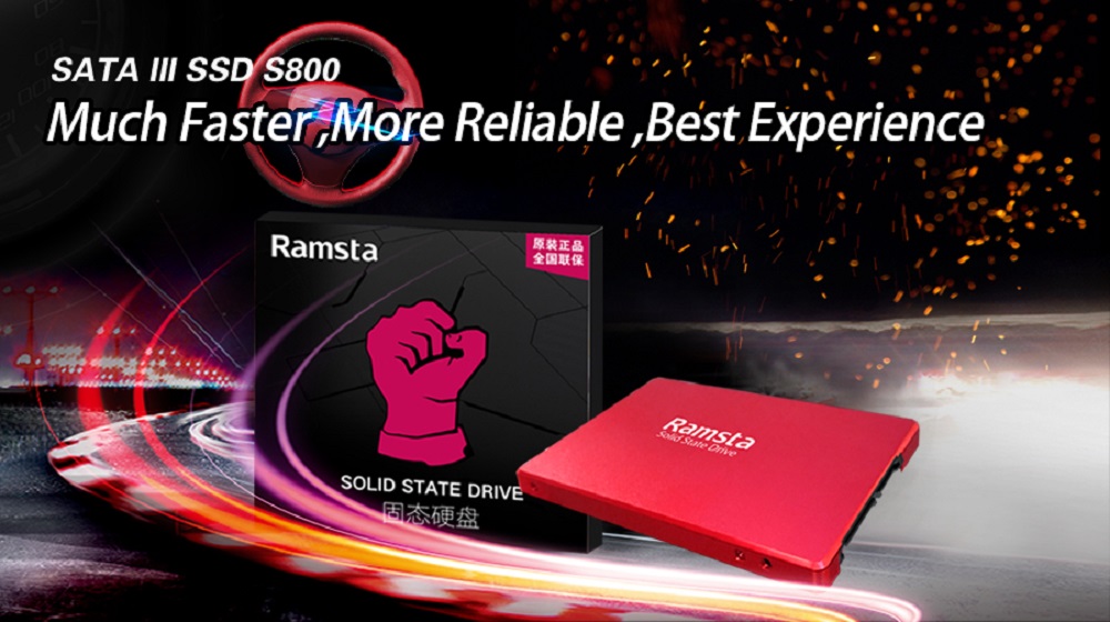Ramsta S800 480GB SATA3 High Speed SSD Solid State Drive Hard Disk 2.5 Inch - Red